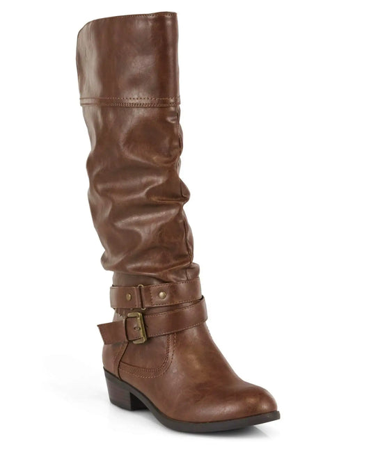 SM New York Women's Patton Tall Brown Faux Leather Boots