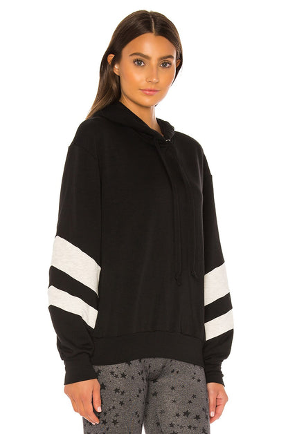 STRUT-THIS Josie Sweatshirt in Black & White - Attached Drawstring Hood