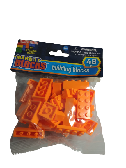 Make It Blocks Building Blocks - Orange- 48-Piece Set