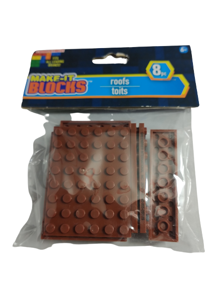Make it Blocks Building Blocks Roofs - Brown - 8-Piece Set