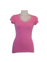 Pink Cotton V-Neck Tee