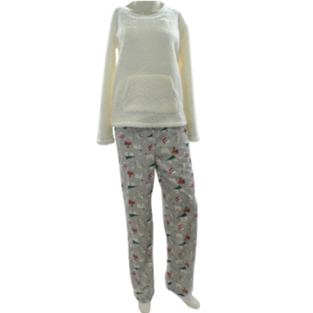 Family Pajamas Sherpa Top Printed Pants Pajamas Polar Bears