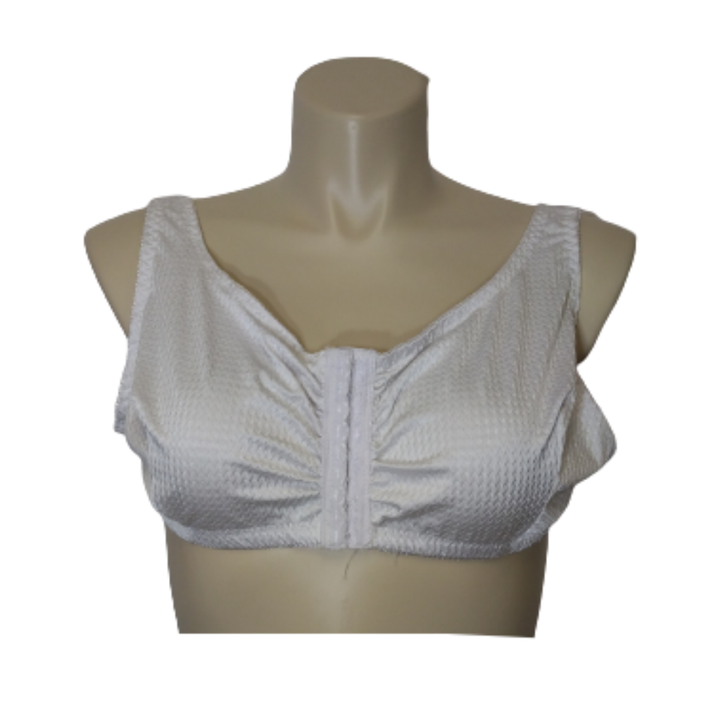 Dream Products White Chevron Zig Zag Pattern Silky Front Clasp Bra