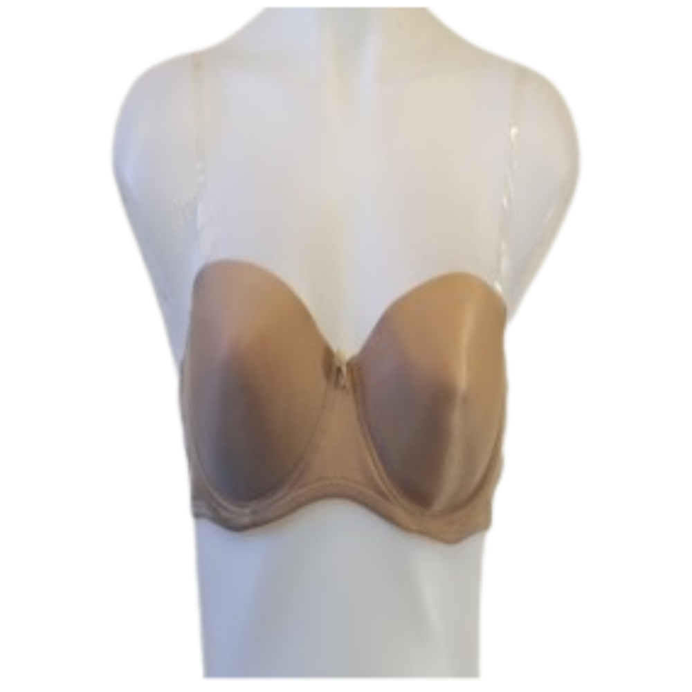 Geisha Tan Strapless Bra With Bow