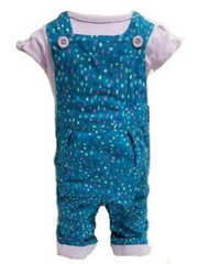 Turquoise/purple overalls onesie