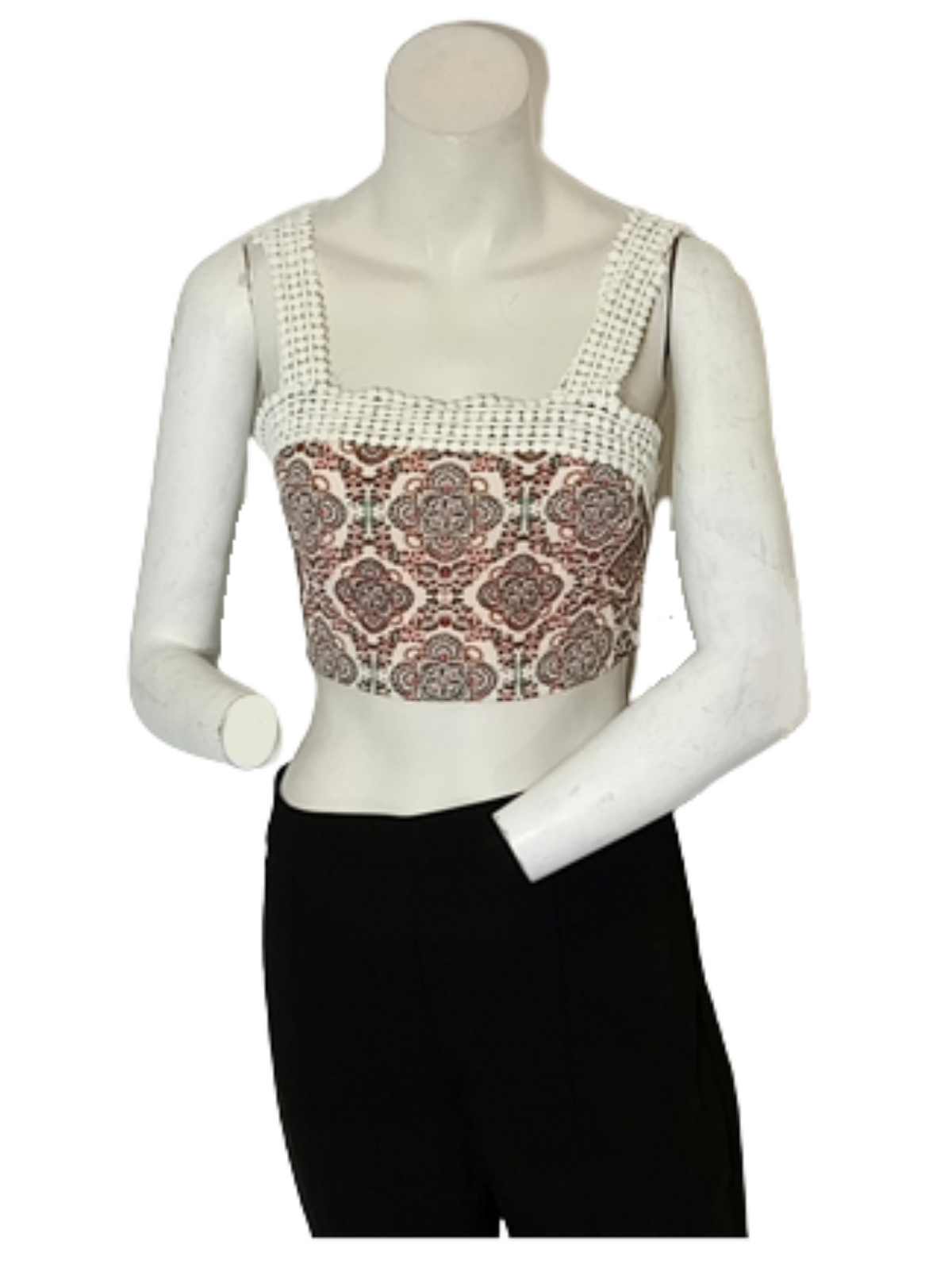Urmoda Cream/Red Crop Top