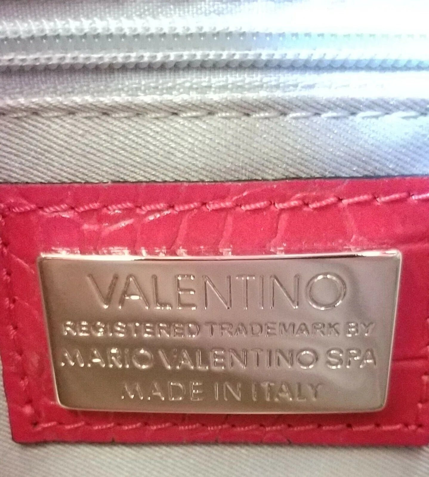 Valentino Milano Wendy Crocodile Convertible Bucket Tote Red NWT