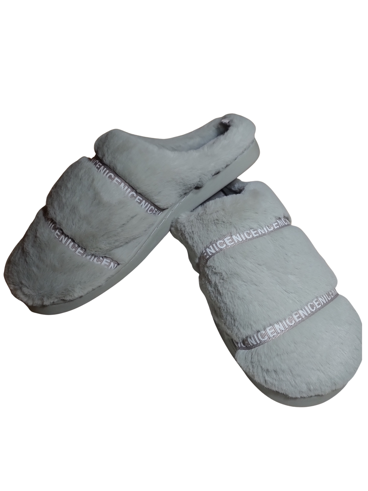 Nice Gray Striped Clog Slippers