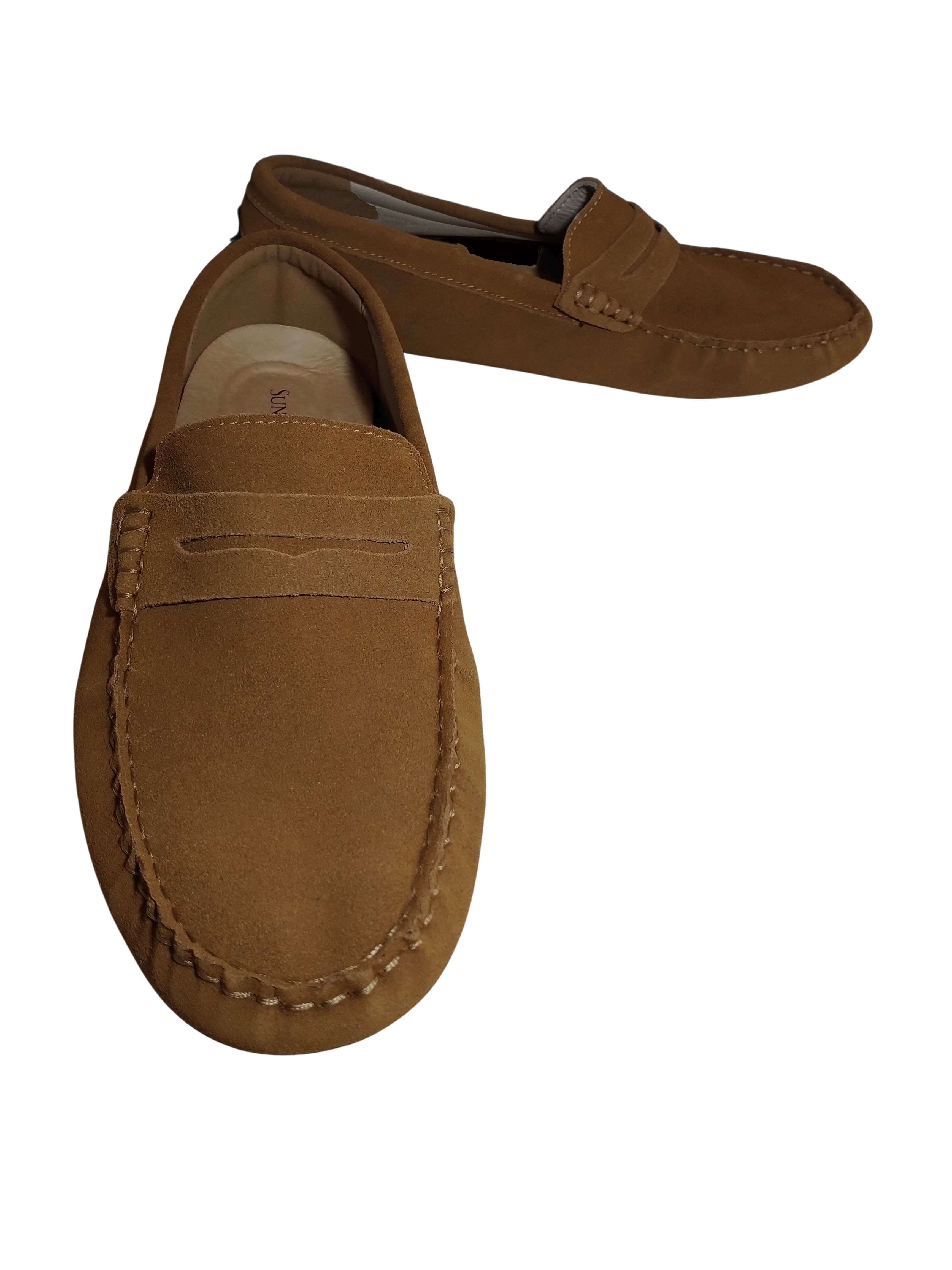 Sunrolan Tan Faux Suede Loafers