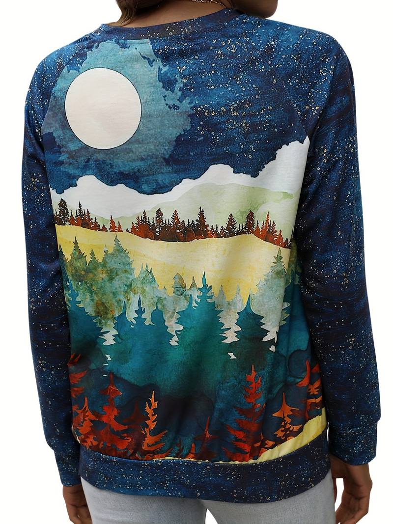 Knoeasy Forest Landscape Sweater - Navy & Green