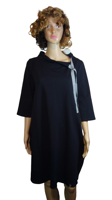 BeWear Black Shift Dress with Grey Bow Accent size XL