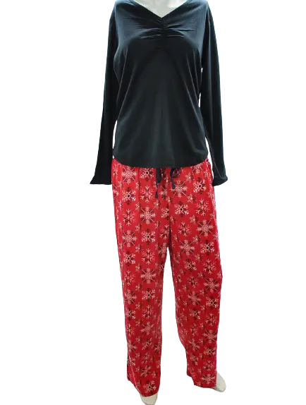 Dream Lounge Muk Luks 3 Pc Gift Top & Pants Boxer Black Snow
