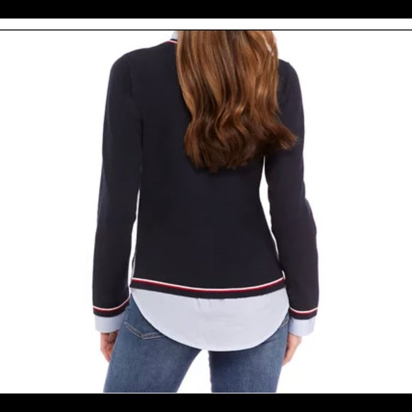 Tommy Hilfiger Sky Captain Geometric-Trim V-Neck Sweater