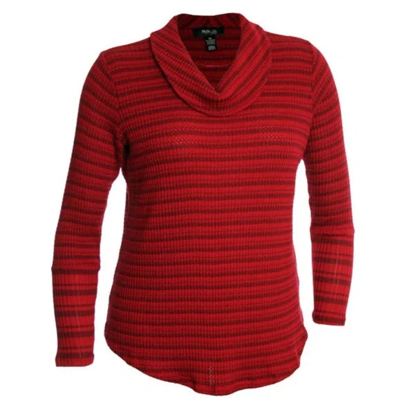 Style & Co. Woman Ton Stripe Red Stripe Sweater