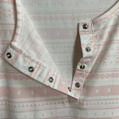 BEARPAW - Pink & White Plush Pajama Set & Non-Medical Face Cover