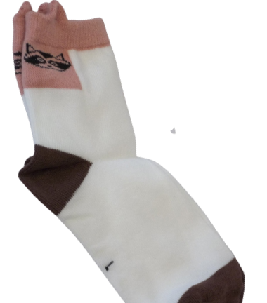 White/Brown Racoon Socks
