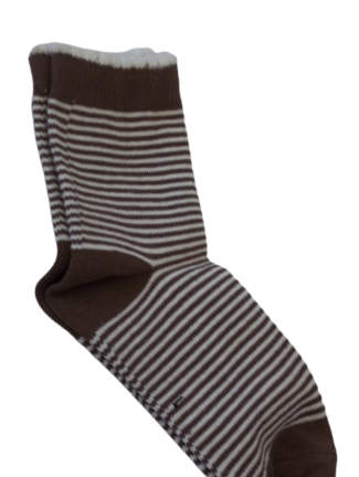 White/Brown Striped Socks Pair