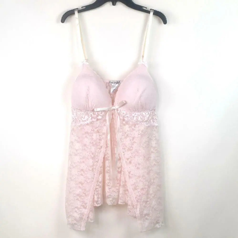 California Dynasty Linea Donatella Stretch Lace Babydoll Nightgown Pink