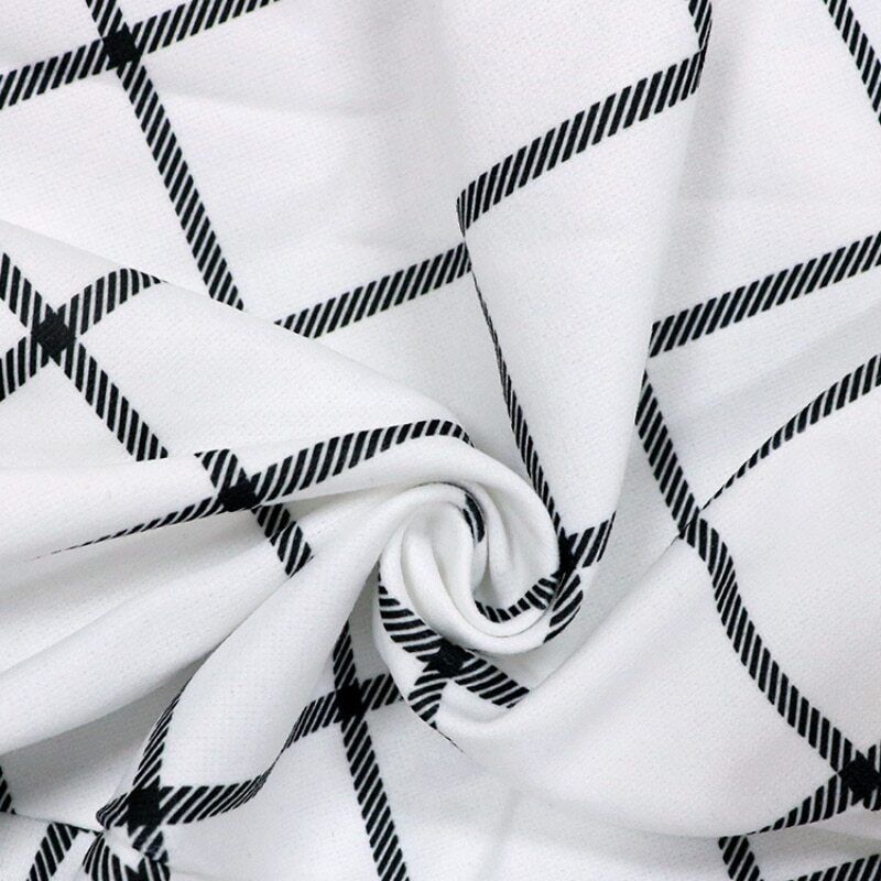 Camisa White Windowpane Wide-Lapel Tie-Waist Side Tail Coat