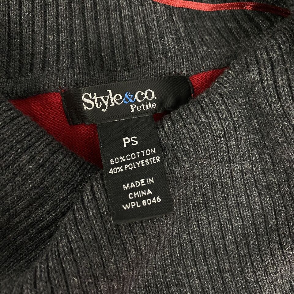 Style & Co. - Red/Gray Striped Pattern Sweater