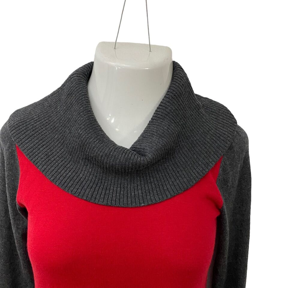Style & Co. Red/Gray Striped Pattern Sweater