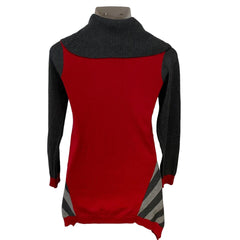 Style & Co. Red/Gray Striped Pattern Sweater