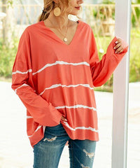 Striped V-Neck Top size XL