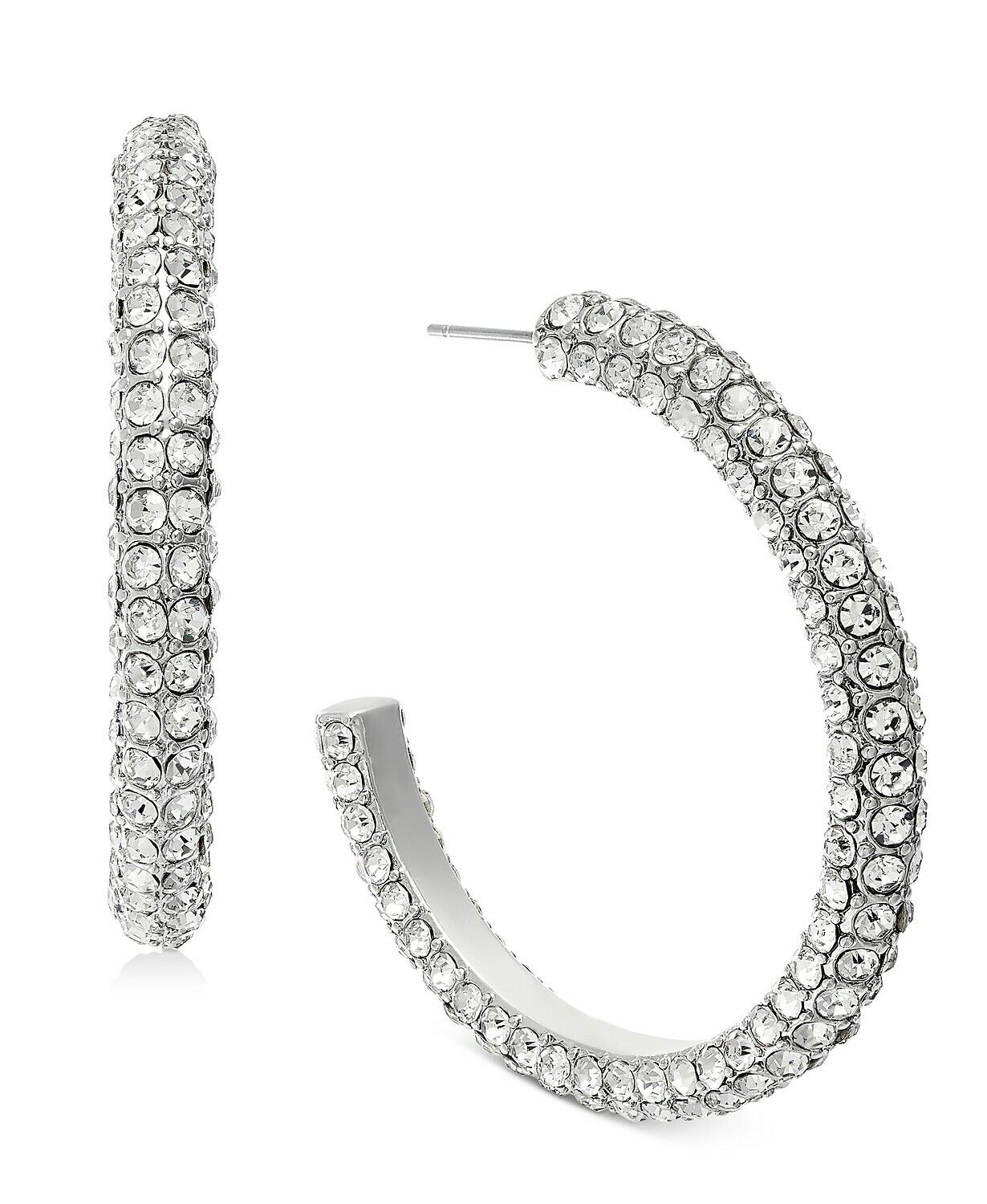 INC International Concepts Silver-Tone Crystal Hoop Earrings