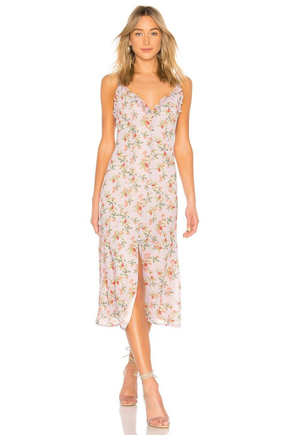 Lovers + Friends Sun Room Midi in Lilac Floral - Dainty Floral Print