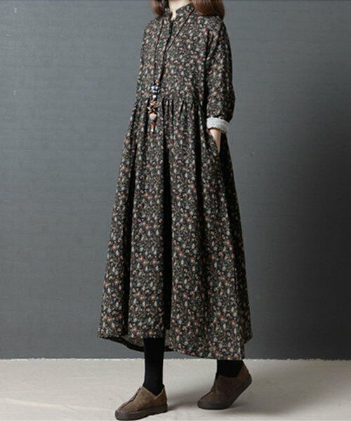 Floral Button-Front Pocket Maxi Dress size 2XL