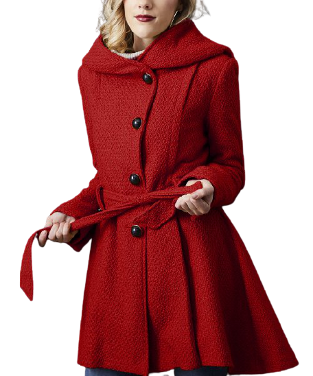 Steve Madden Red Drama Hooded Belted Trench Coat