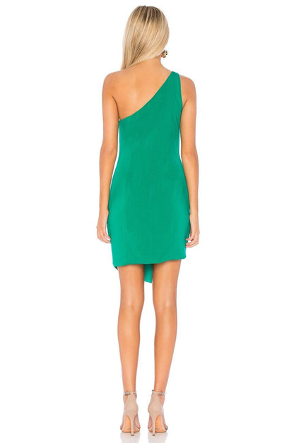 Jay Godfrey Johnson One Shoulder Sleeveless Dress in Vibrant Green