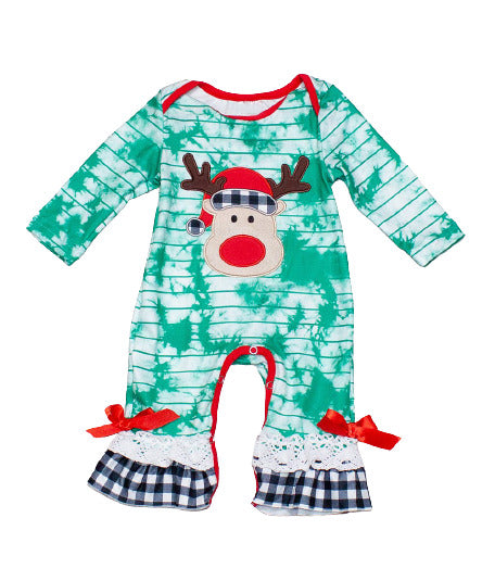 Dress Up Dreams Tie-Dye Reindeer Ruffle Cuff Playsuit size 9/12M