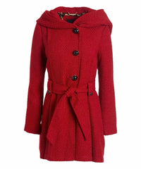 Steve Madden Red Drama Hooded Belted Trench Coat