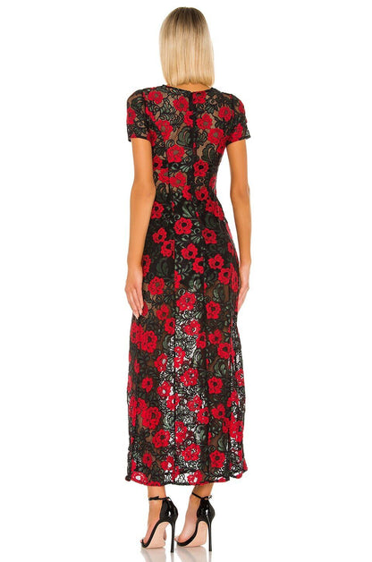 Lovers + Friends Nadine Maxi Dress in Rose Garden - Sheer Lace Fabric