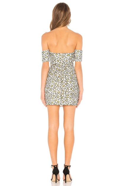 NBD Daisy Embroidered Mini Dress in White Daisy - Allover Floral Print
