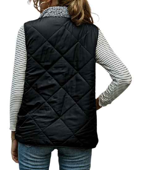 Camisa - Black & Gray Reversible Quilted Vest