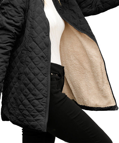 Cellabie - Black Quilted Pocket Zip-Up Coat