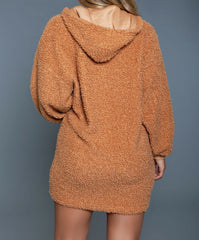 Be Wicked Brown Fleece Bijou Hooded Sweat Dress