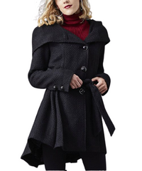 Steve Madden Hooded Belted Drama Trench Coat in Black size 1X