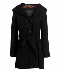 Steve Madden Hooded Belted Drama Trench Coat in Black size 1X
