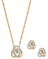 Charter Club Pavé Knot Pendant Necklace & Stud Earrings