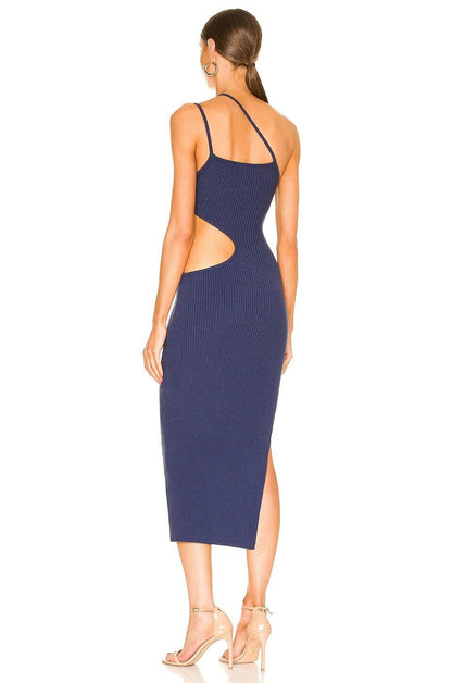 h:ours Evelyne Cut Out Knit Dress in Midnight Blue - sizes XS-L