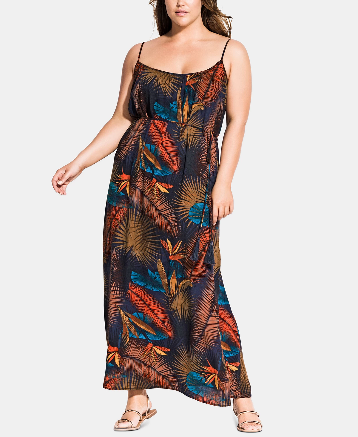 City Chic Trendy Plus Size Palm-Print Maxi Dress size 22W