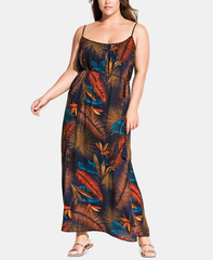 City Chic Trendy Plus Size Palm-Print Maxi Dress size 22W