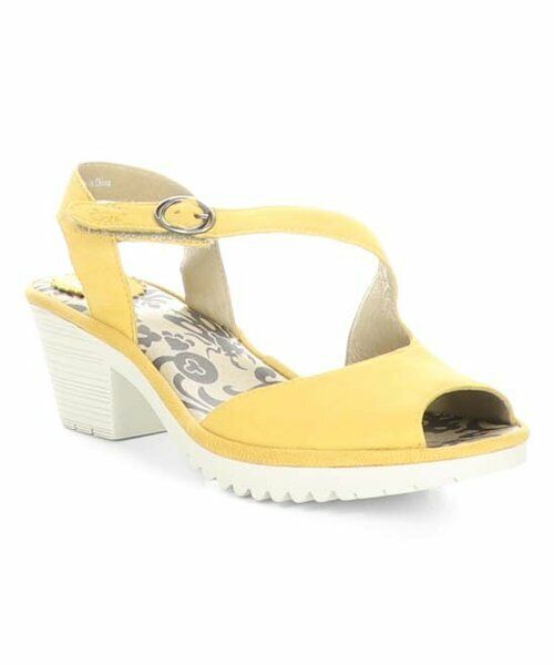 FLY London Wyno Yellow Leather Sandals - size 37
