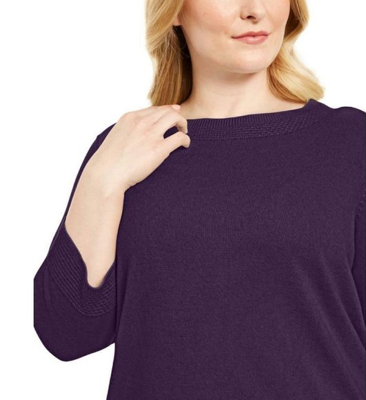 Karen Scott Plus Size Purple Ballet Neckline Sweater size 2X