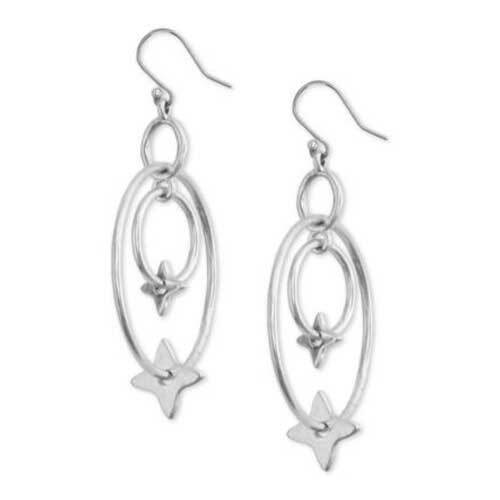 Lucky Brand Silver-Tone Star Orbital Earring