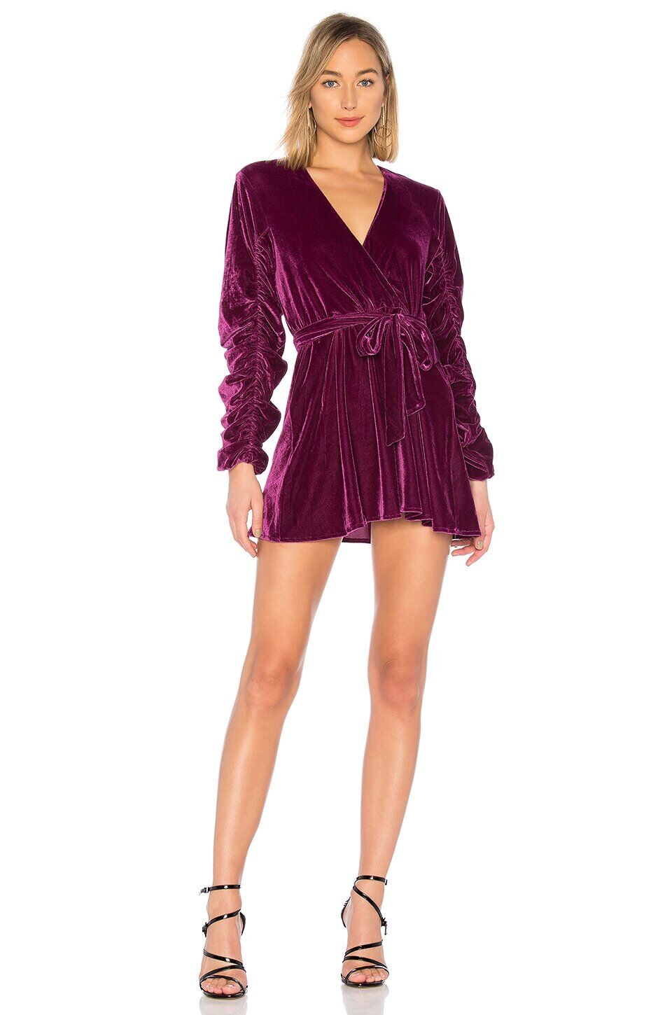 Tularosa Tawney Dress in Burgundy-Faux Wrap Styling with Side Tie Closure