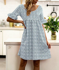 Floral Ruffle-Sleeve Empire-Waist Dress size L
